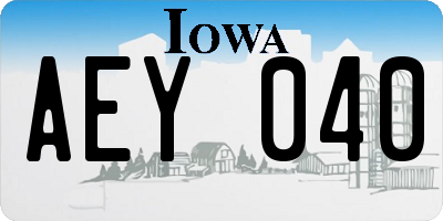 IA license plate AEY040