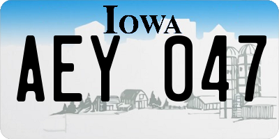 IA license plate AEY047