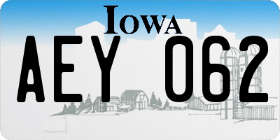 IA license plate AEY062