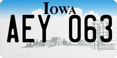 IA license plate AEY063