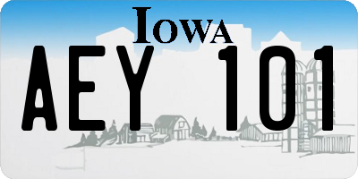 IA license plate AEY101