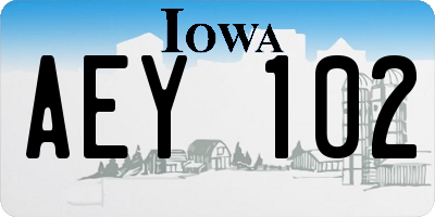 IA license plate AEY102