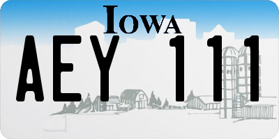 IA license plate AEY111