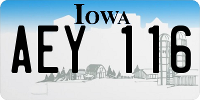 IA license plate AEY116