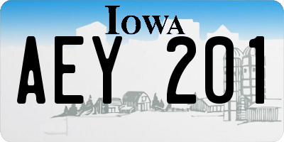 IA license plate AEY201