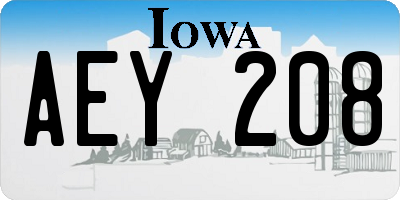 IA license plate AEY208