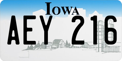 IA license plate AEY216