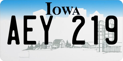 IA license plate AEY219