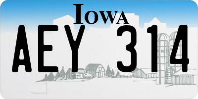 IA license plate AEY314