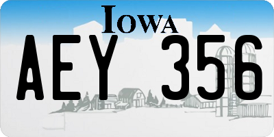 IA license plate AEY356