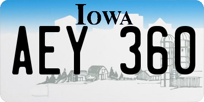 IA license plate AEY360