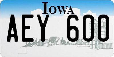 IA license plate AEY600
