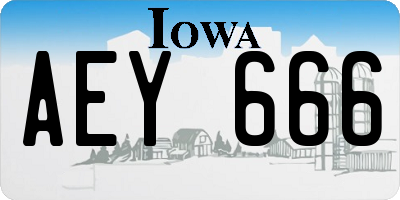 IA license plate AEY666