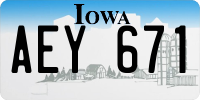 IA license plate AEY671