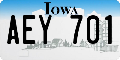 IA license plate AEY701