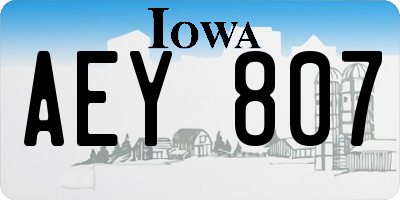 IA license plate AEY807