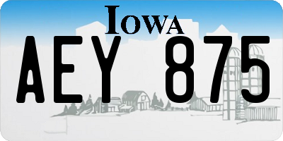 IA license plate AEY875