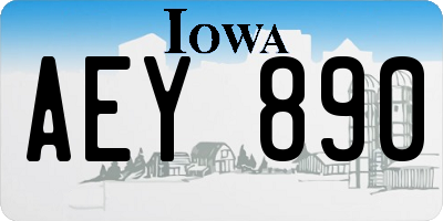 IA license plate AEY890