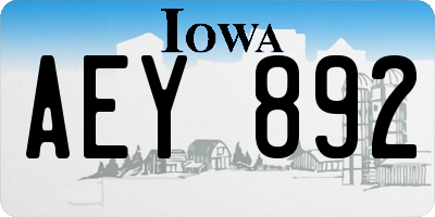 IA license plate AEY892