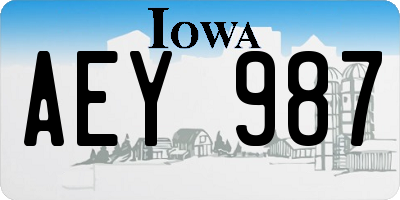 IA license plate AEY987