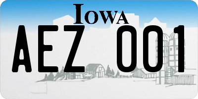 IA license plate AEZ001