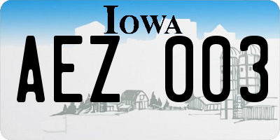 IA license plate AEZ003