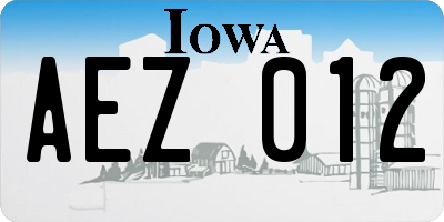 IA license plate AEZ012