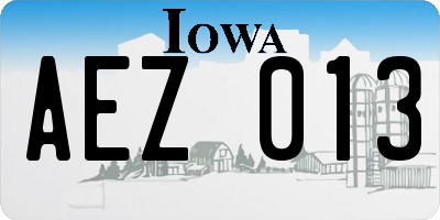 IA license plate AEZ013
