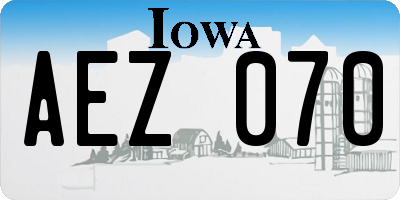 IA license plate AEZ070