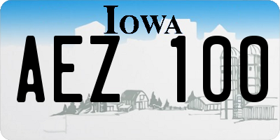 IA license plate AEZ100