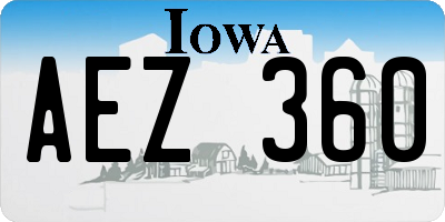 IA license plate AEZ360