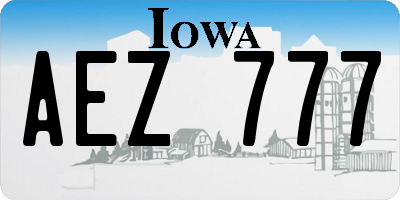 IA license plate AEZ777