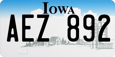 IA license plate AEZ892