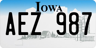 IA license plate AEZ987