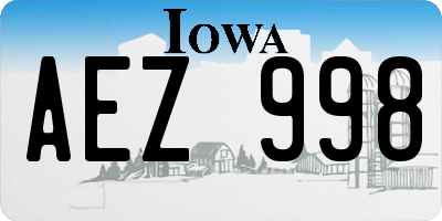 IA license plate AEZ998