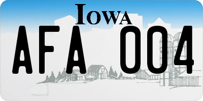 IA license plate AFA004