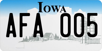 IA license plate AFA005