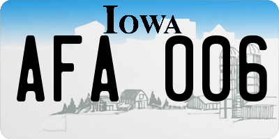 IA license plate AFA006