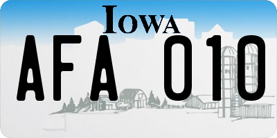 IA license plate AFA010