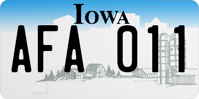 IA license plate AFA011