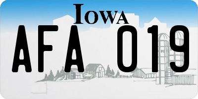 IA license plate AFA019