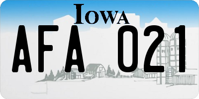 IA license plate AFA021