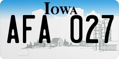 IA license plate AFA027