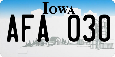 IA license plate AFA030