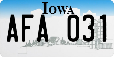 IA license plate AFA031