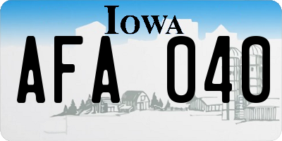 IA license plate AFA040