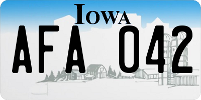 IA license plate AFA042