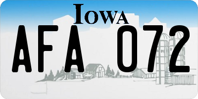 IA license plate AFA072