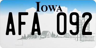 IA license plate AFA092