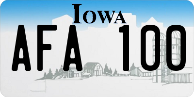 IA license plate AFA100